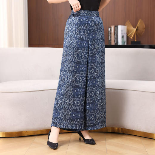 丁摩真丝香云纱花萝重磅100%桑蚕丝直筒宽松气质休闲女阔腿裤AL5168 商品图2