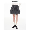 SELFWHO精梳羊毛混纺灰色条纹半身裙女2025秋新款松紧腰伞摆短裙 商品缩略图0