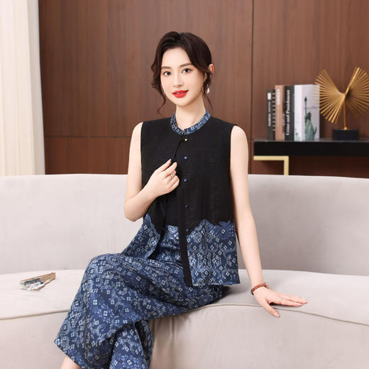 丁摩真丝香云纱花萝重磅100%桑蚕丝直筒宽松气质休闲女阔腿裤AL5168 商品图4