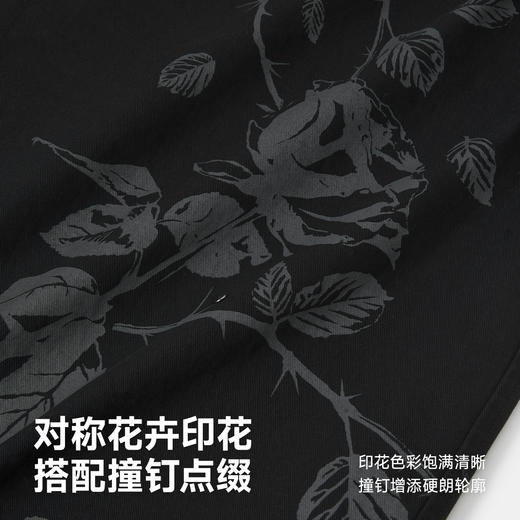 【商场同款】CHINISM赤尘 花卉印花短袖衬衫男夏季黑色纯棉衬衣 商品图3