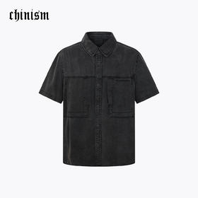 【商场同款】CHINISM赤尘 莱赛尔刺绣短袖衬衫男2025夏季做旧衬衣