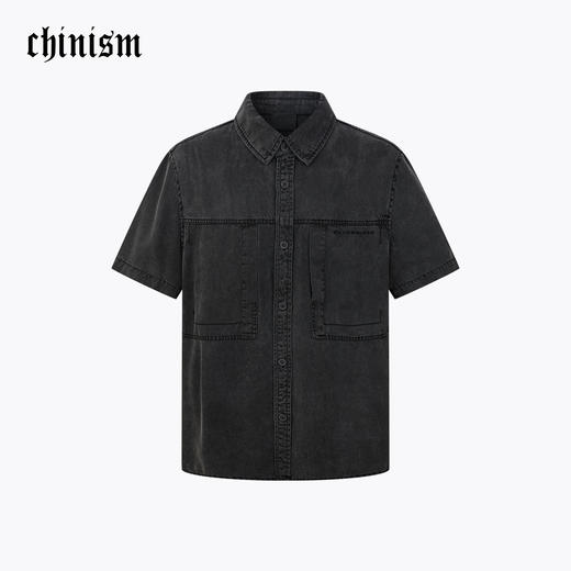 【商场同款】CHINISM赤尘 莱赛尔刺绣短袖衬衫男2025夏季做旧衬衣 商品图0