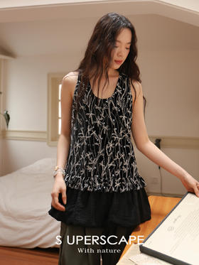 素舶 重工刺绣面料立体花纹U领花苞A摆背心SUPERSCAPE