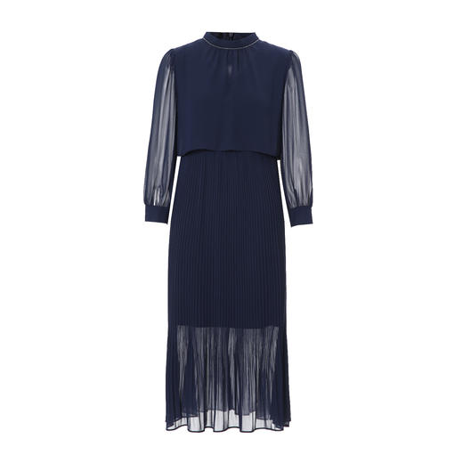 【假两件百褶连衣裙】EITIE爱特爱气质法式优雅蓝色2025秋季新款C2507820 商品图4