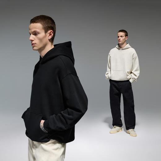 CHINISM赤尘 花灰色连帽卫衣男秋季新款美式简约百搭潮牌情侣帽衫 商品图4