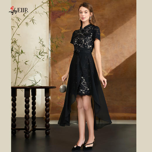 司歌蕾丝两件套收腰连衣裙拼雪纺T0911027X 商品图0