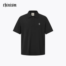 【凉感】CHINISM赤尘 黑色刺绣polo衫男2025夏季休闲短袖翻领上衣