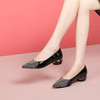 【预售5天】秋季新款百搭气质尖头低粗跟水钻浅口单鞋女NF&N5311 商品缩略图0