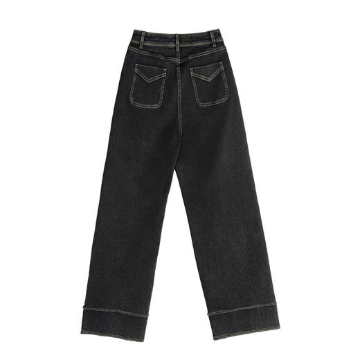 谜底复古直筒牛仔裤女2025秋新款百搭高腰显瘦毛边长裤257MK7742 商品图2