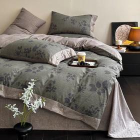 秋冬新品A类加厚高克重亚麻复古风双层纱印花四件套G110100001