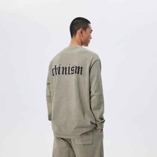 【水洗系列】CHINISM赤尘 做旧长袖T恤男美式品牌logo印花上衣 商品图1