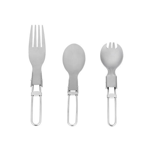 【纯钛户外折叠勺/套装】户外野营纯钛折叠刀叉勺家用钛合金沙拉叉勺子野餐便携餐具三件套 商品图4