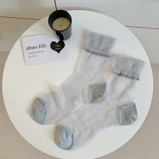 雀说3双装芭蕾风袜子女夏薄款透气蕾丝中筒袜凉感玻璃丝水晶袜诸暨百搭女袜 商品图8