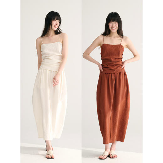MAISON CECILE 六色/经典重现加色法式干丝抽褶吊带/花苞半裙 商品图0