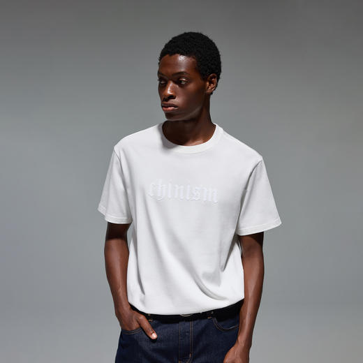 CHINISM赤尘 植绒印花短袖T恤男夏情侣纯棉半袖男士休闲美式上衣 商品图2