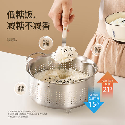 kimscook多功能304不锈钢蒸篮蒸屉蒸笼米汤分离控糖 商品图1