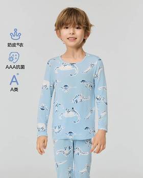 【春上新】8楼爱慕儿童Aimer Kids男孩奶皮水彩恐龙圆领长袖上衣AK272J731，吊牌价299元