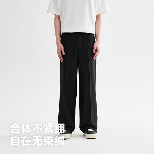 CHINISM赤尘 仿天丝裤脚暗衩西裤男2025夏季新款直筒男士休闲裤 商品图2