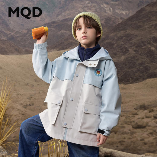 【MQD】童装男女童春秋季品儿童户外露营撞色工装风风衣外套 商品图1