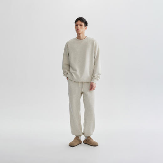 CHINISM赤尘 花灰色纯棉卫裤男针织毛圈束脚裤秋季新款重磅休闲裤 商品图4