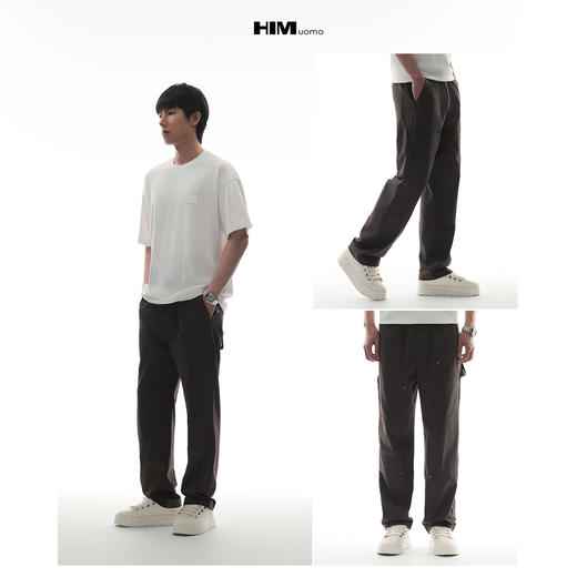 HIM漢崇 可调抽绳松紧腰舒适透气宽松百搭工装休闲裤男 2026春季 商品图3