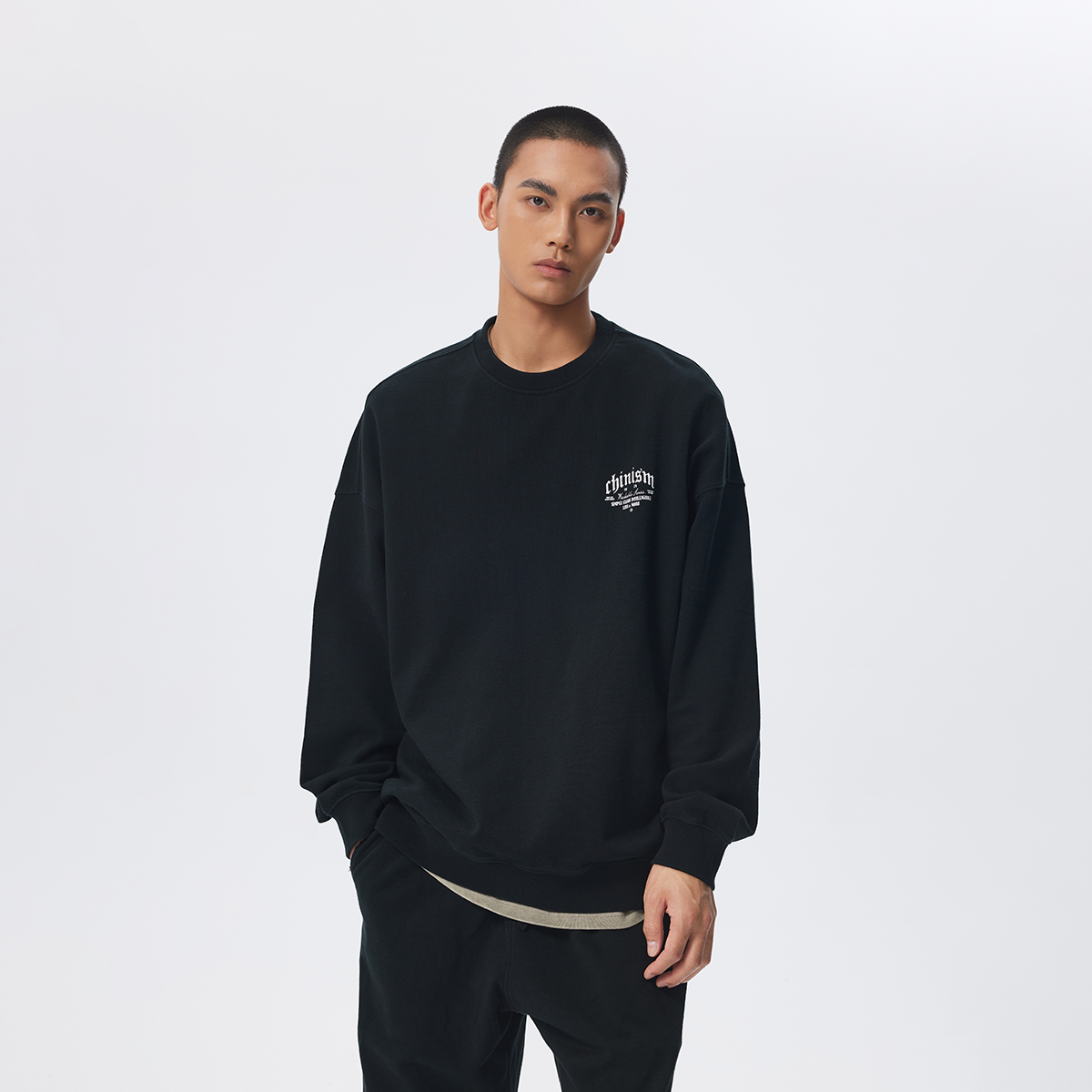 【水洗系列】CHINISM赤尘 重磅做旧圆领卫衣男美式复古套头上衣