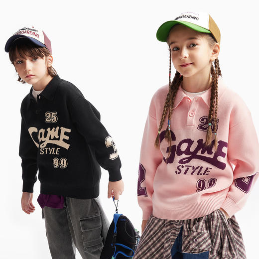 【MQD】童装儿童毛衣春秋款男女童翻领提花宝宝针织线衫宽松上衣 商品图0