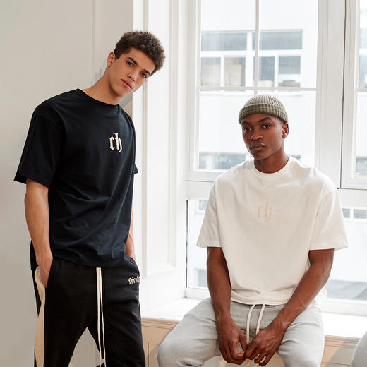 CHINISM赤尘 白色发泡字母印花短袖T恤男夏季美式简约情侣半袖 商品图1