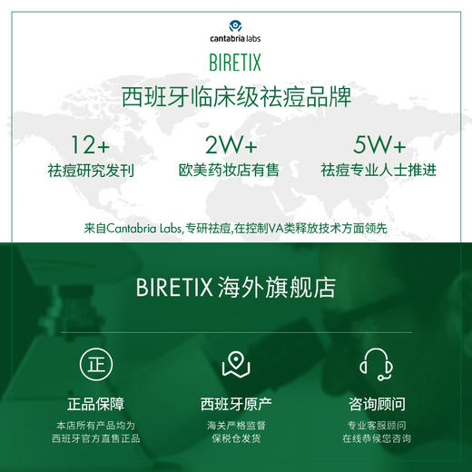 【郑州仓】西班牙BIRETIX 祛痘小绿盖精华乳Duo30ml/瓶 赠抗痘洁面10ml*5 商品图4