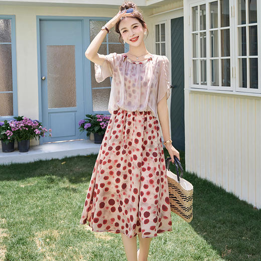 薄纱拼接假两件套，时尚小个子巨好看连衣裙HR-6230 商品图3