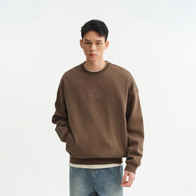 CHINISM折扣季 经典logo立体轮廓绣圆领卫衣男春季宽松男士上衣