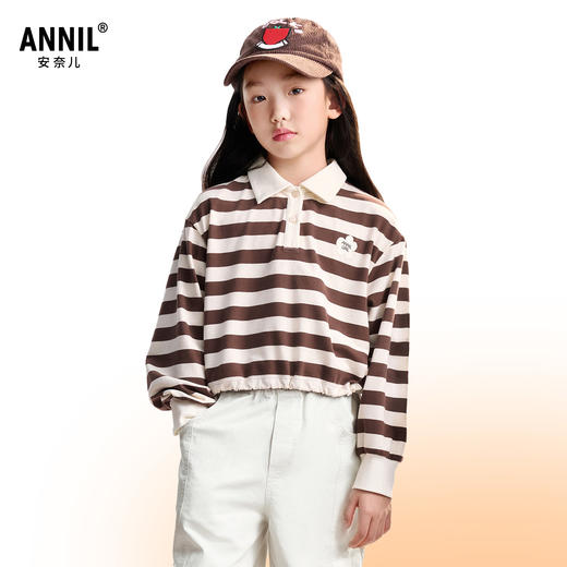 女童翻领长袖针织衫秋季新款安奈儿童装EG531511 商品图1