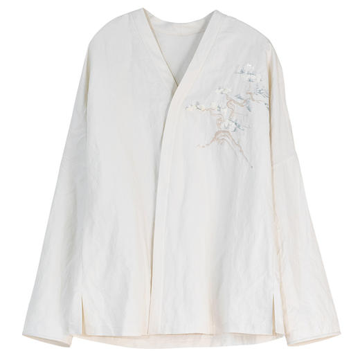 牧衣游原创 重磅39姆米丝麻手工刺绣外套东方文雅白色开衫 俗无忧 商品图4