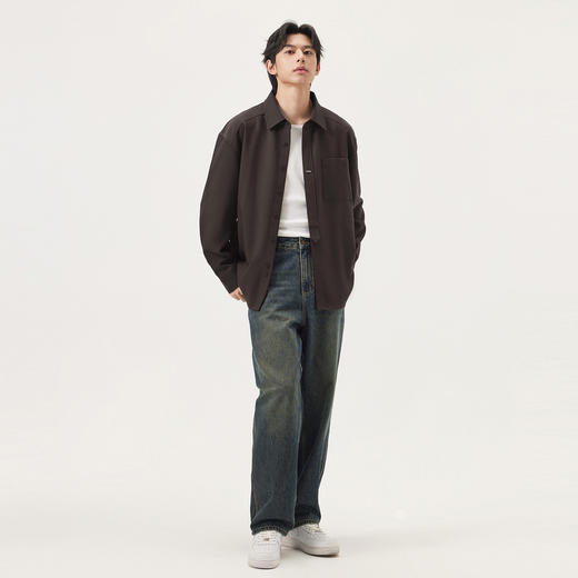 gxg.jeans男装  不规则门襟设计简约休闲衬衫外套男 25年秋热卖 商品图3