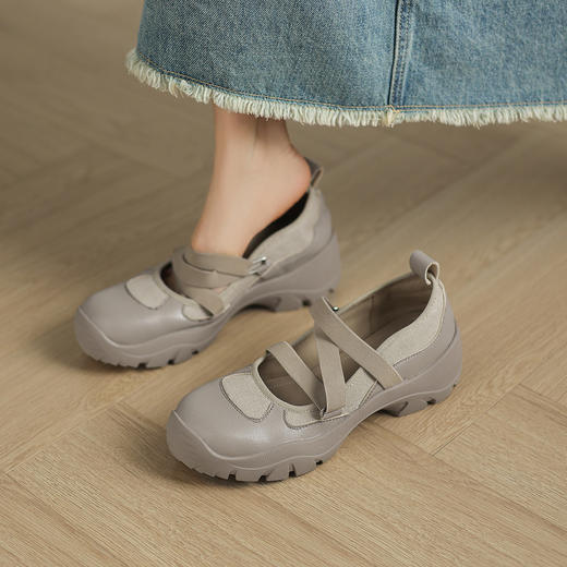 【预售5天】复古运动登山鞋新款百搭厚底真皮圆头芭蕾风玛丽珍单鞋MX&mx89921 商品图3