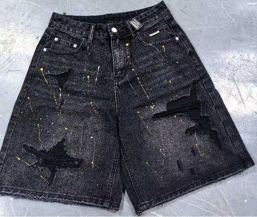 NC一粒扣甩漆破洞牛仔短裤50520夏季012132033053 商品图0