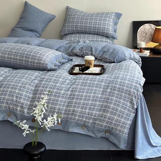 秋冬新品A类加厚高克重亚麻复古风双层纱印花四件套G110100001 商品图9