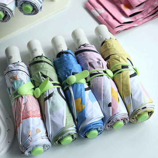 【一键开合 清新守护】FIYU小清新系列全自动晴雨伞 内层黑胶涂层 阻隔99.9%紫外线 荷叶拒水伞布 黑钢八骨伞架 晴雨两用 伞面直径95cm 约重355g 商品图8