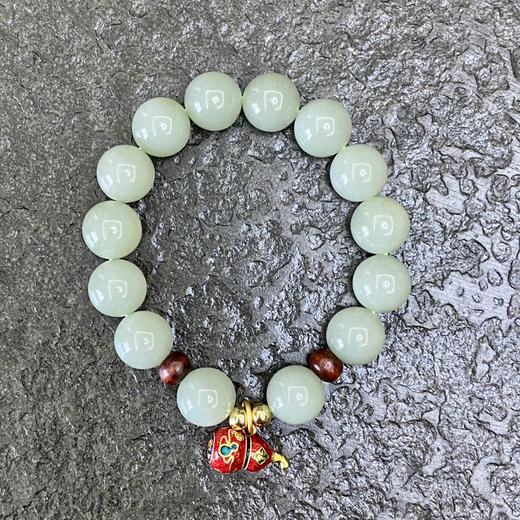 和田玉（青白玉）12mm圆珠手串/15# 商品图1