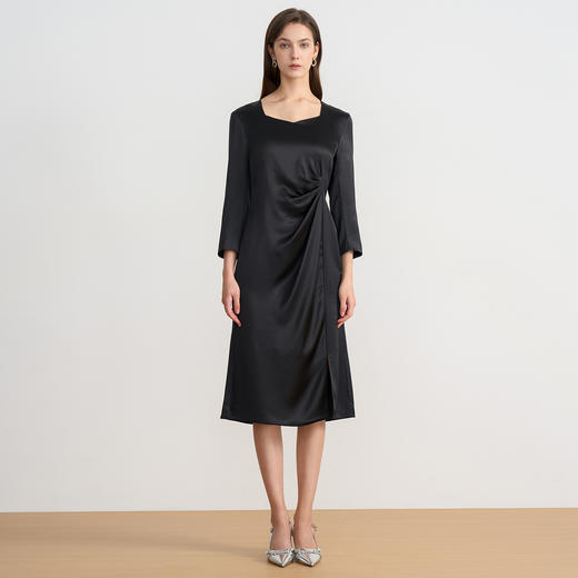 EITIE爱特爱秋季新款气质粉色收腰显瘦连衣裙7907622 商品图6