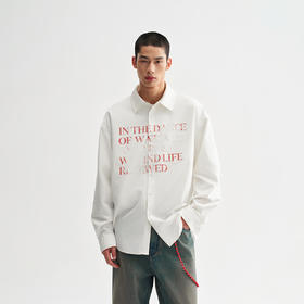 CHINISM赤尘 白色斑驳印花长袖衬衫男秋季新款翻领休闲衬衣外套