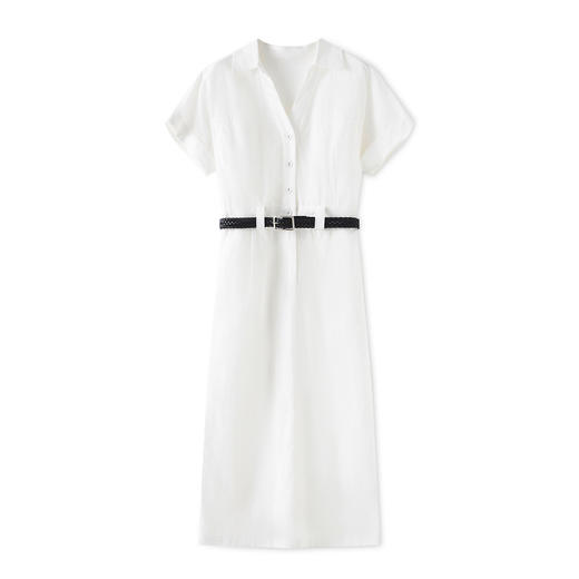 「高货wl」全新升级【铂金会员367/天猫499/差价132】(43421)洛诗琳气质法式亚麻衬衫裙2025夏季知性通勤收腰连衣裙女 商品图4