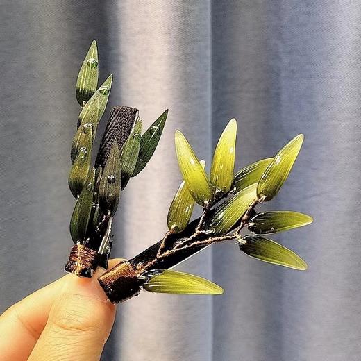 雀说国风仿真水滴竹叶发夹侧边夹女新款后脑勺盘发鸭嘴夹古风汉服头饰ALD115 商品图1