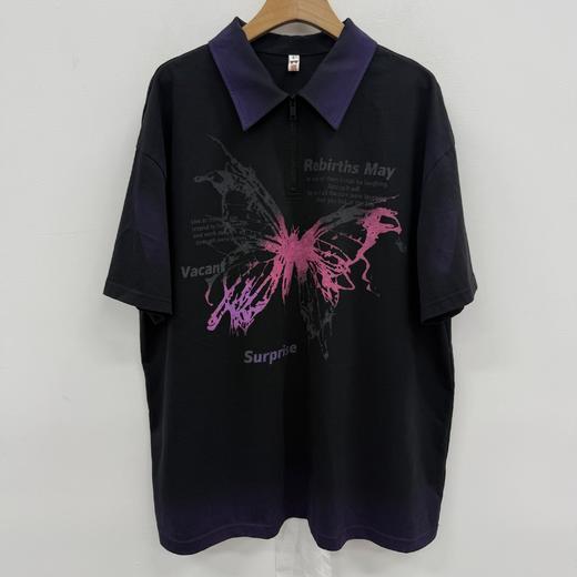 ZCPOLO领撞色大蝴蝶图案短袖T恤（黑）A夏季252011250321 商品图1