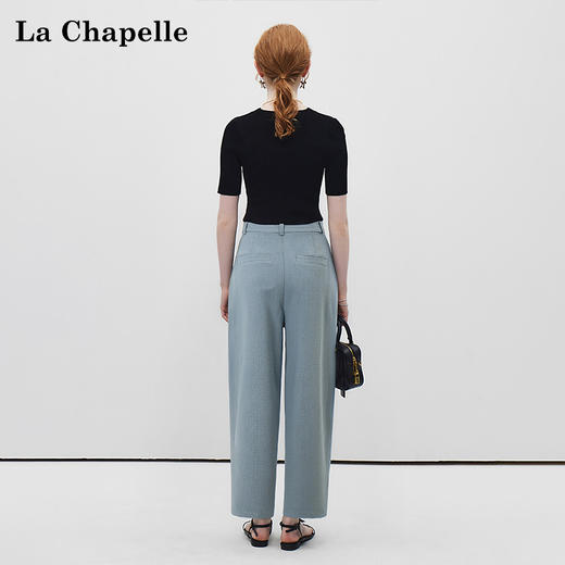 拉夏贝尔/La Chapelle高腰显瘦直筒西装裤女通勤时尚小个子九分烟管裤 商品图4