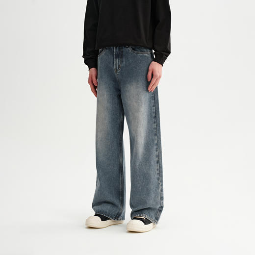 【商场同款】CHINISM赤尘 美式阔腿牛仔裤男春季复古宽松直筒裤子 商品图1