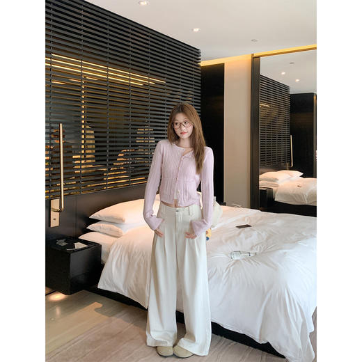 <曾小咸推荐>现货秒杀！微信超特价！韩系甜美风粉色短款针织开衫 日常199.99 立减120 秒杀79.99！ 商品图4