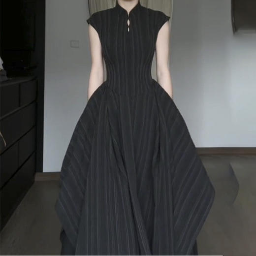 裁缝学苑AQ510新中式无袖立领旗袍纸样连衣裙女收腰大摆长裙图 商品图4