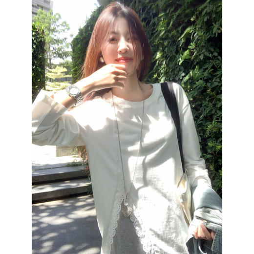 【129元任选2件】现货！法式复古蕾丝边开叉长袖 商品图1