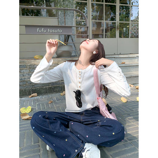 <曾小咸推荐>拼接镂空袖子蕾丝长袖 商品图1